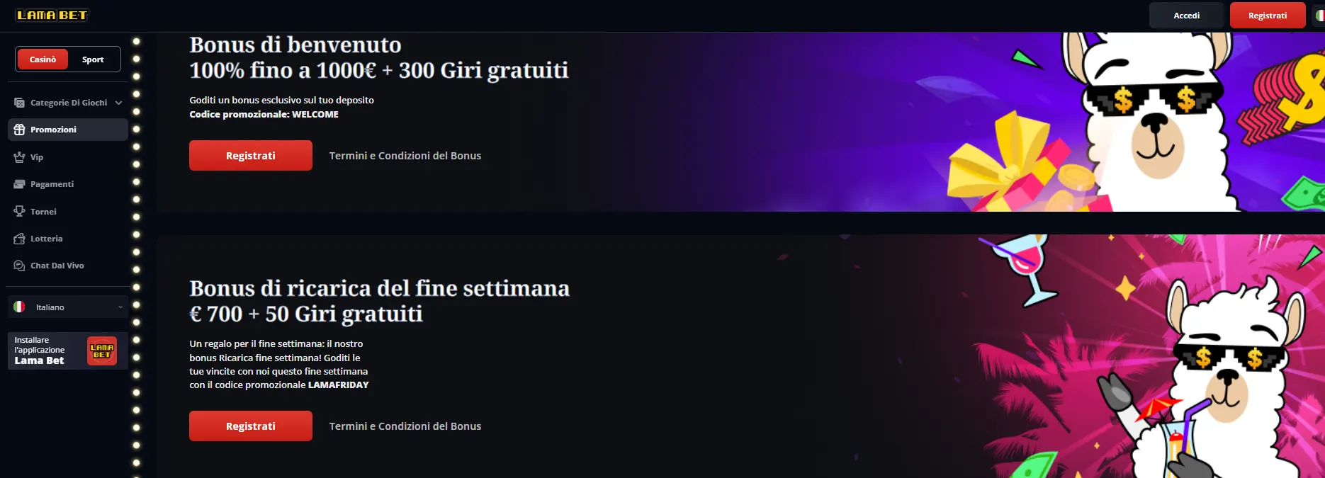 Lamabet casino online non aams